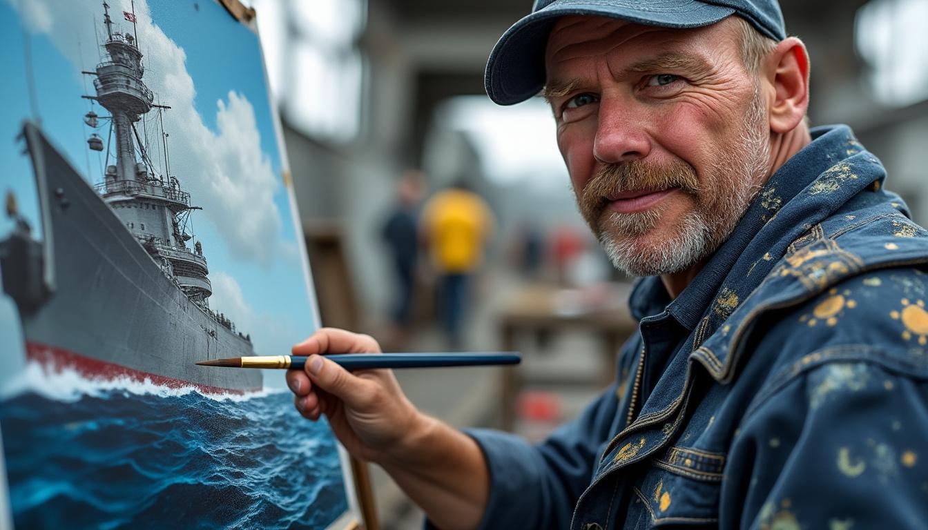 Ewan Lebourdais, Peintre Officiel de la Marine, Exprime sa Passion Vibrante pour les Navires de Guerre 1 découvrez l'univers passionné d'ewan lebourdais, peintre officiel de la marine, qui sublime les navires de guerre à travers ses œuvres vibrantes et pleines d'émotion.