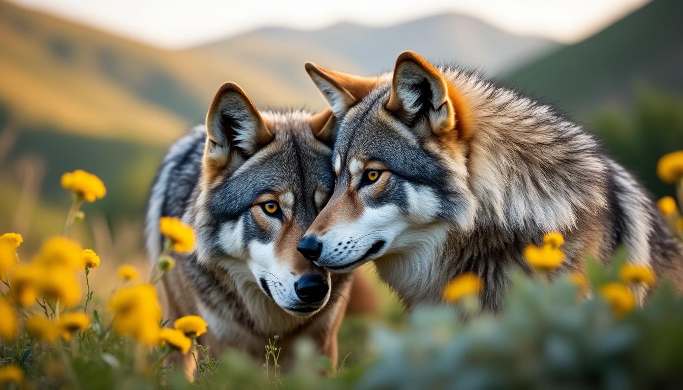 en ardèche, près du col de l'escrinet, deux loups ont été capturés en photo, formant peut-être un couple en pleine nature sauvage.