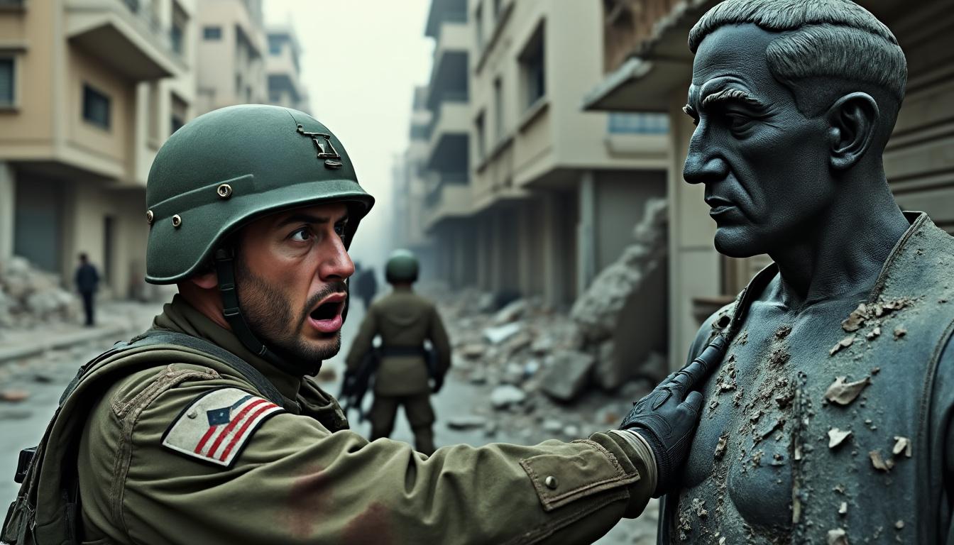un soldat israélien est filmé en train de vandaliser une statue emblématique au cœur du conflit au moyen-orient, suscitant une vive controverse.