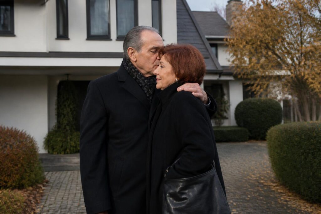 pendant près de 30 ans, elle immortalise avec émotion le rituel d’adieu de ses parents devant leur maison, capturant la beauté et la tendresse de ces moments précieux.