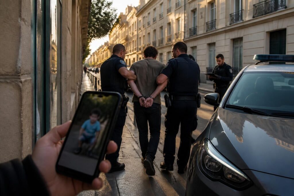 à antibes, un individu a été appréhendé après avoir photographié un enfant de 8 ans. une enquête est en cours suite à la découverte de contenus suspects liés à cette affaire.