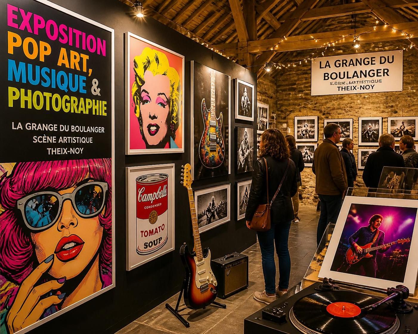 Pop art, musique et photographie : cinq artistes se dévoilent sur la scène de La Grange du Boulanger à Theix-Noy 7 découvrez l'exposition unique à la grange du boulanger à theix-noy, où cinq artistes explorent le pop art, la musique et la photographie dans des œuvres captivantes.